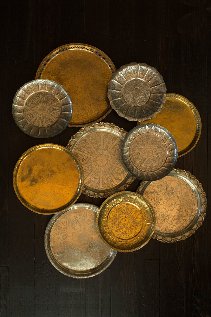 Vintage Moroccan Tray, Silver