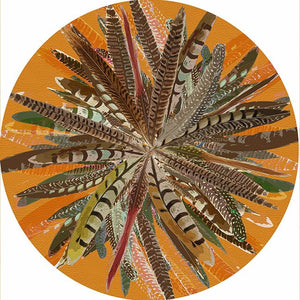 Pheasant Feathers Butternut Round Placemat