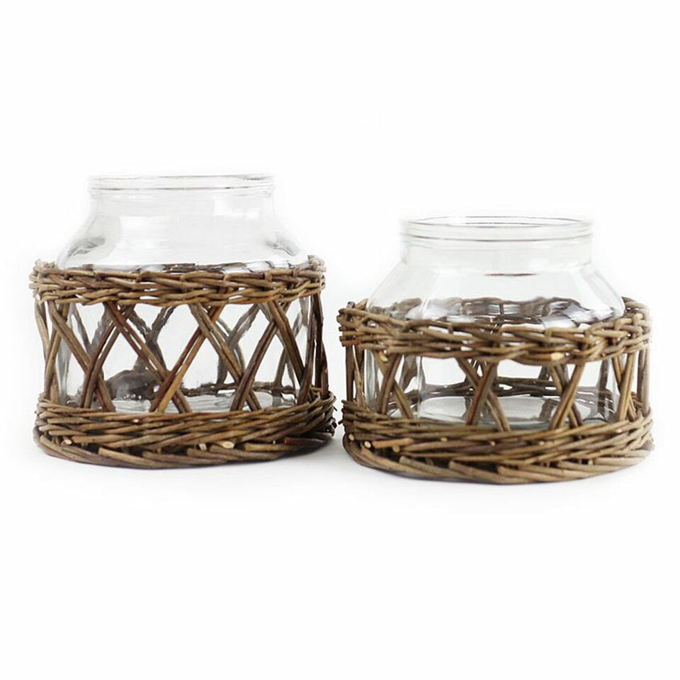 Glass + Wicker Basket