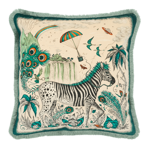 Lost World Luxury Velvet Cushion: Teal