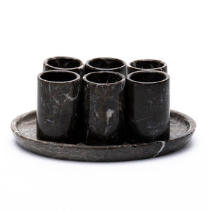 Black Marble Stone Shot Glasses, Set of Six