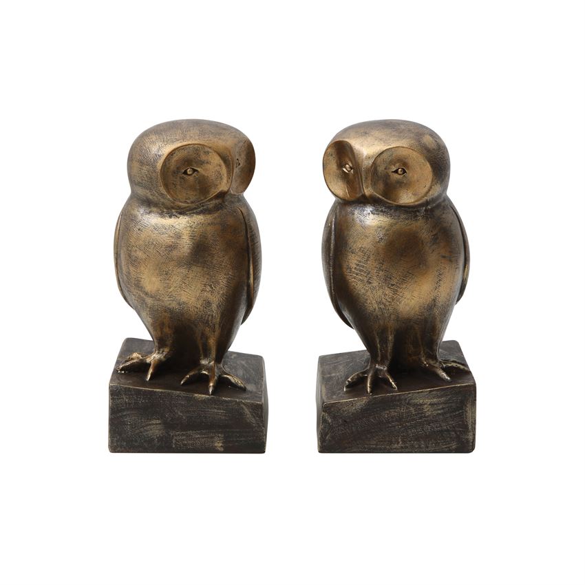 Resin Owl Bookends, Set of Two