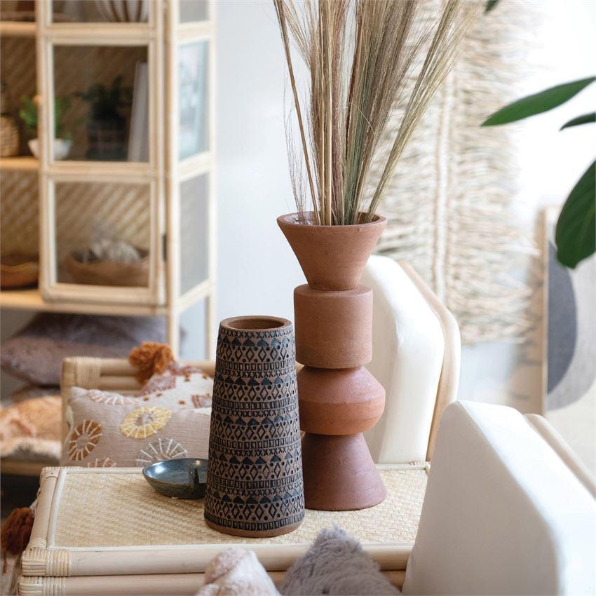 Debossed Terracotta Vase, Large