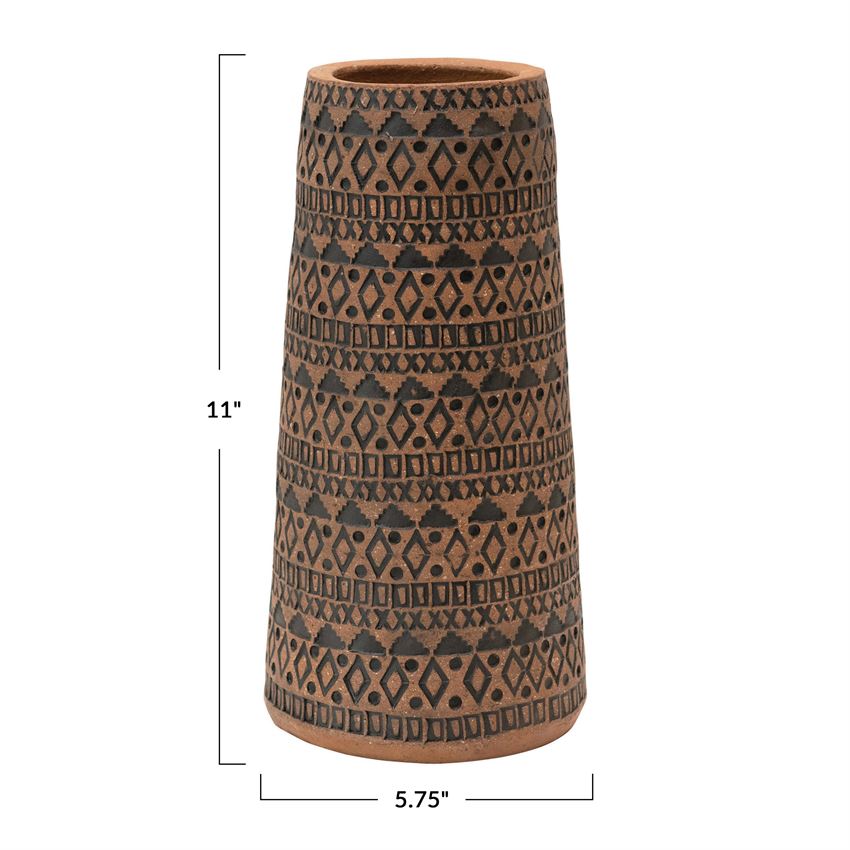 Debossed Terracotta Vase, Large