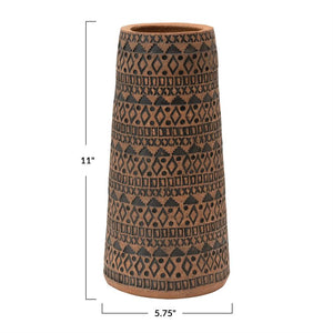 Debossed Terracotta Vase, Large