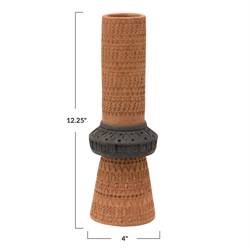 Debossed Terracotta Vase, Medium