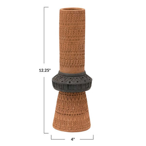 Debossed Terracotta Vase, Medium