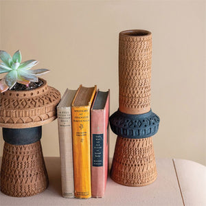 Debossed Terracotta Vase, Small