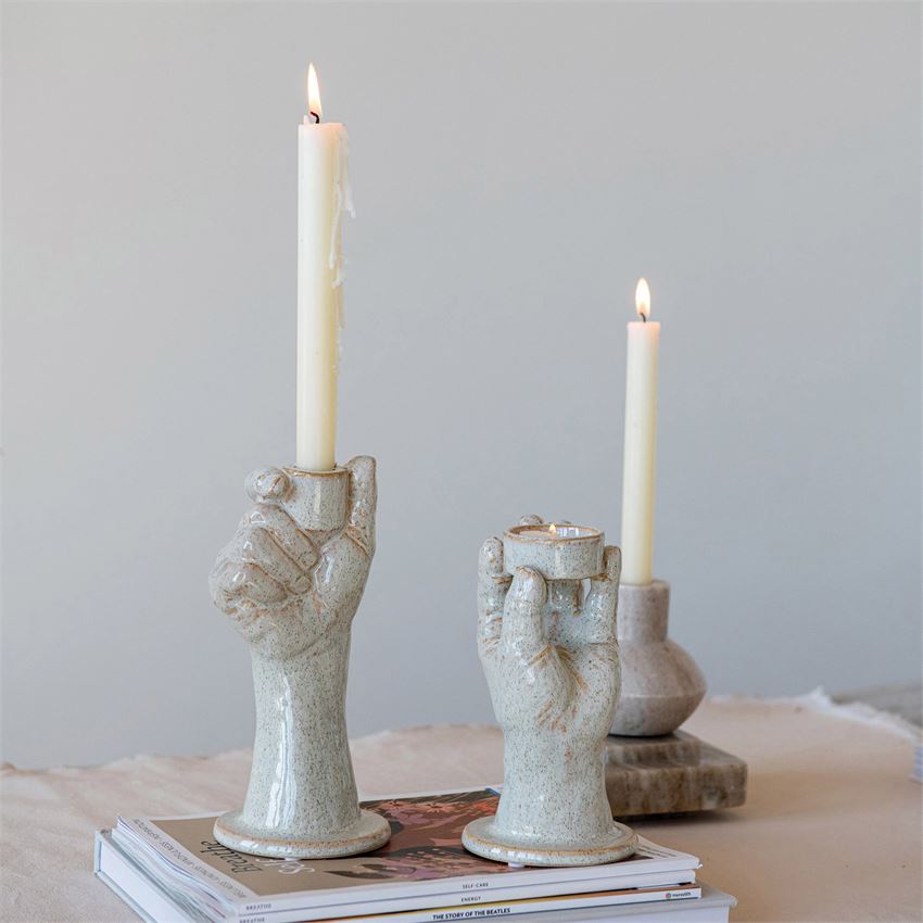 Stoneware Hand Tealight Holder