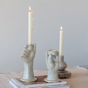 Stoneware Hand Tealight Holder