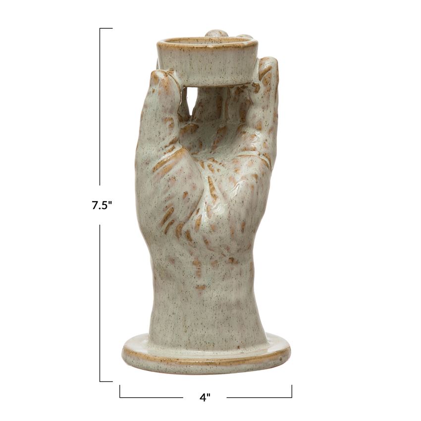 Stoneware Hand Tealight Holder