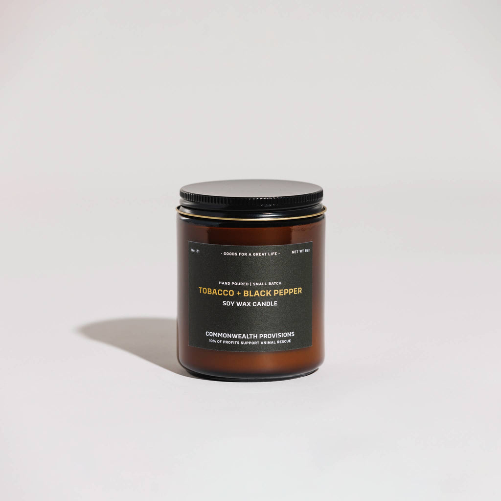 Soy Candle - Tobacco + Black Pepper