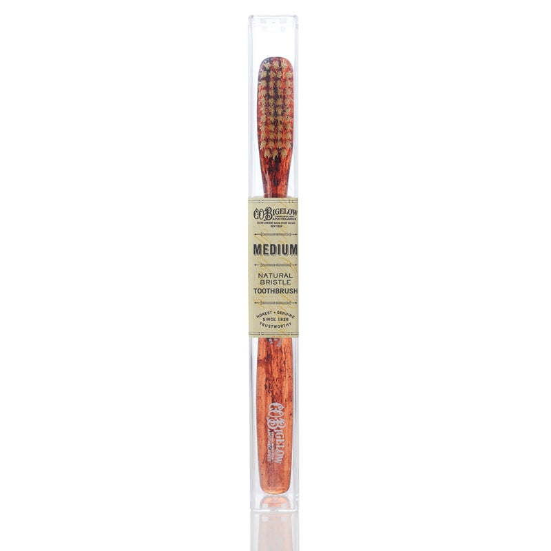Natural Bristle Toothbrush, Tortoise Medium
