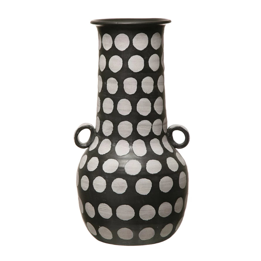 Polka-Dot Terracotta Vase
