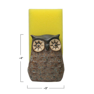 Owl Stoneware Sponge Holder, Brown + Black