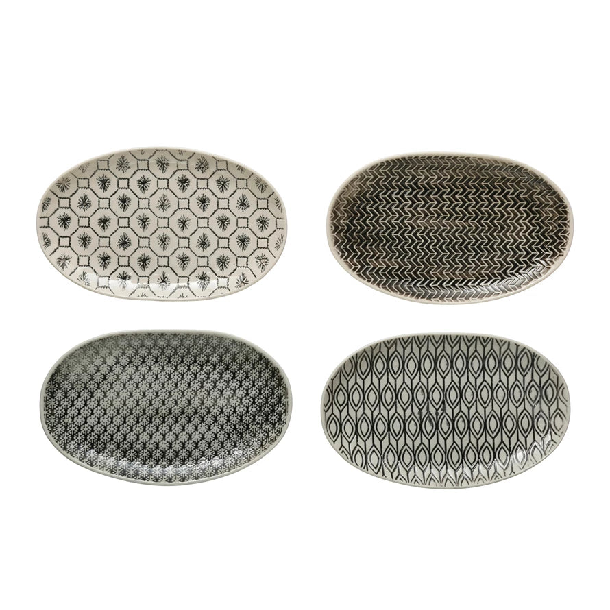 Hand-Stamped Stoneware Plate, Small
