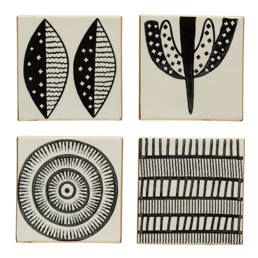 Patterned Stoneware Coaster