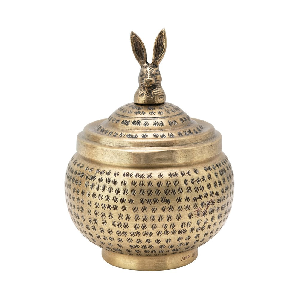 Hammered Brass Rabbit Vessel