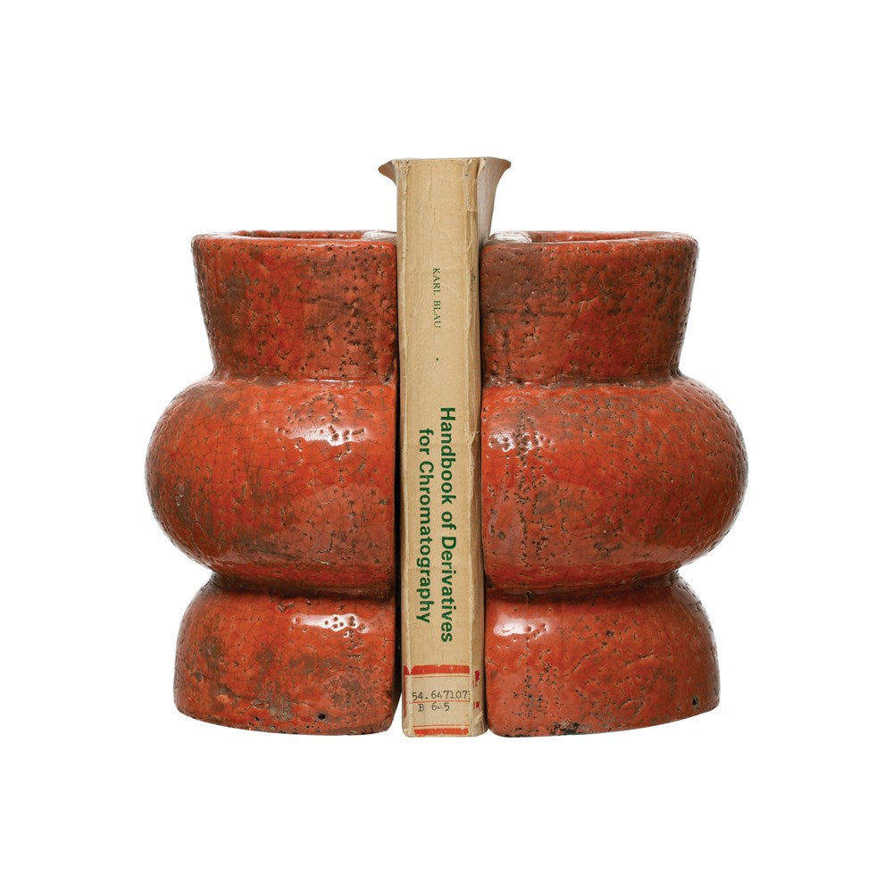 Terra Cotta Vase Bookends, Set of Two