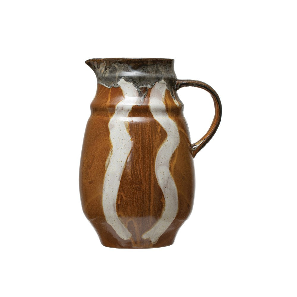 Reactive Glaze Stoneware Pitcher, Multicolor