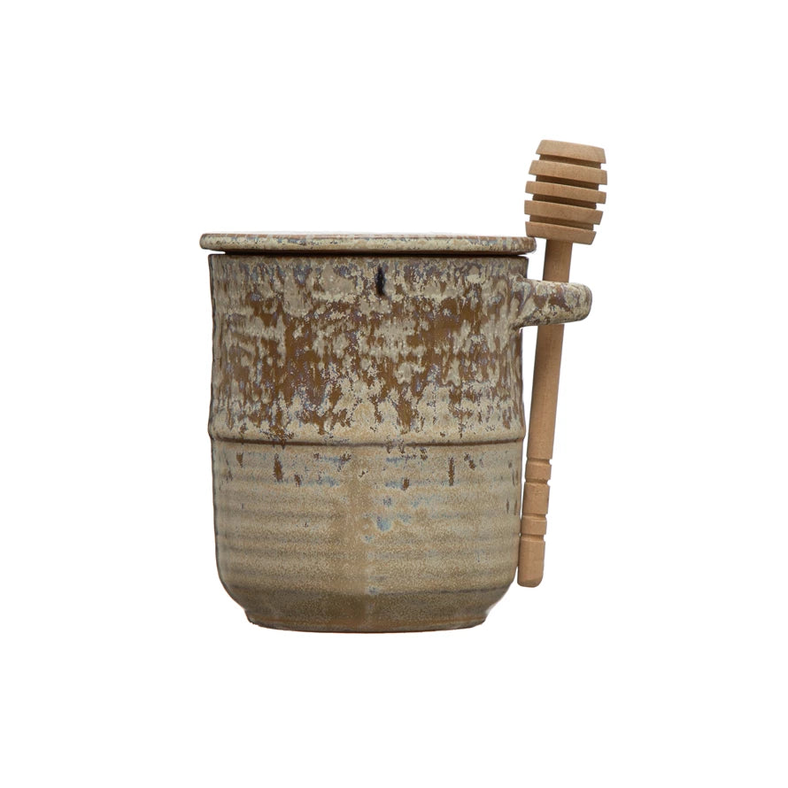 Stoneware Honey Jar + Dipper