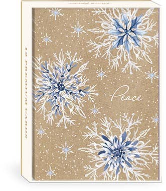 Holiday Boxed Cards, Kraft Snowflakes