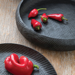 Black Crosshatch Low Aluminum Bowl